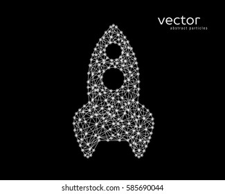 Abstract vector illustration of rocket on black background.