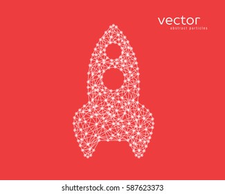 Abstract vector illustration of rocket on red background.