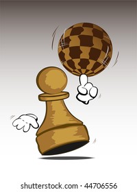 abstract vector illustration of a rotating chess world