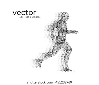 Abstract vector illustration of running man on white background.