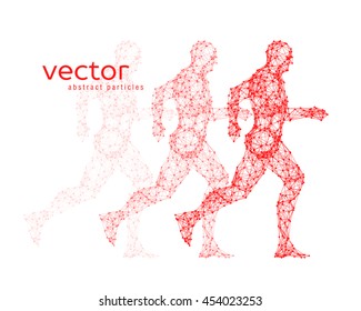 Abstract vector illustration of running man on white background.