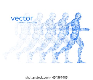 Abstract vector illustration of running man on white background.