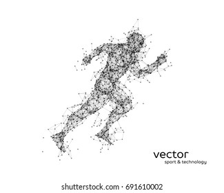 Abstract vector illustration of running man on white background.