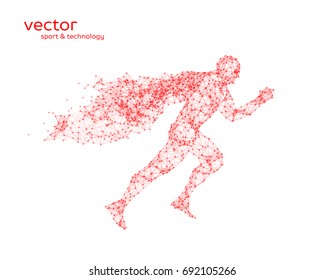 Abstract vector illustration of running man on white background.