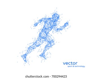 Abstract vector illustration of running man on white background.