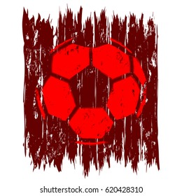Abstract vector illustration scratched red football ball on grunge background. Design for print on fabric or t-shirt.