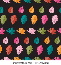 Abstract Vector Illustration Seamless Pattern Background with Falling Autumn Leaves. EPS10