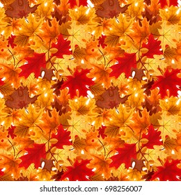 Abstract Vector Illustration Seamless Pattern Background with Falling Autumn Leaves. EPS10