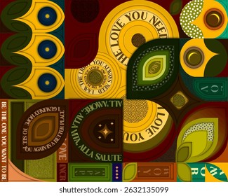 Abstract vector illustration. Seamless shaped unique deep graphic design. Colorfull journal ispired illustration.