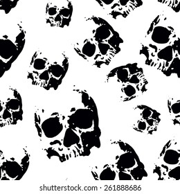 Abstract vector illustration seamless with skulls