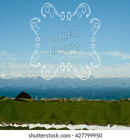 abstract vector illustration of a sea-view with a frame in the middle for any of your text