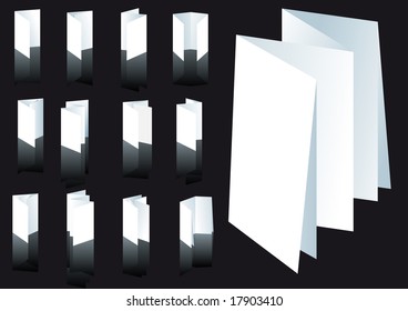 Abstract vector illustration set of several brochure folding techniques