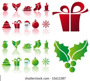 Abstract vector illustration of several christmas icons and symbols