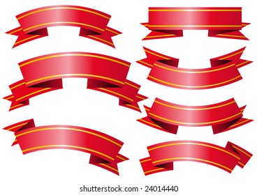 Abstract vector illustration of several red and golden banners