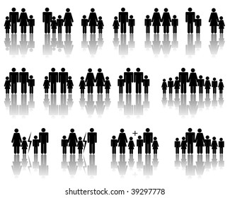 Abstract vector illustration of several simple family compositions