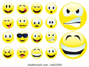 Abstract vector illustration of several smilies