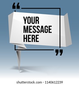 Abstract vector illustration with shape speech talking cloud of white paper. Quote vector geometric origami speech bubble background and place for message sign. Colorful banners set