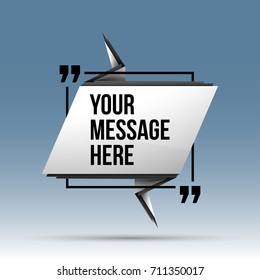 Abstract vector illustration with shape speech talking cloud of white paper. Quote vector geometric origami speech bubble background and place for message sign. Colorful banners set