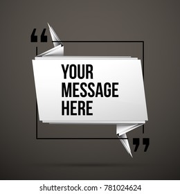 Abstract vector illustration with shape speech talking cloud. Quote vector geometric origami speech bubble background and place for message sign. Colorful banners set