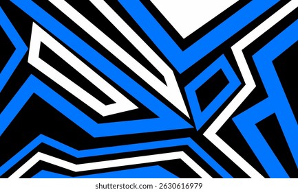 Abstract vector illustration with sharp geometric line pattern in blue, black and white.