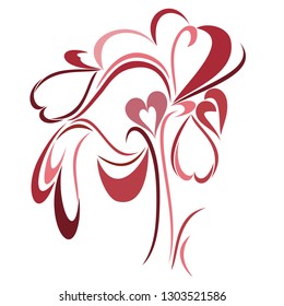 An abstract vector illustration of a Single Love tree on an isolated white background for Valentine's Day