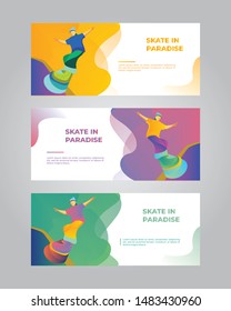 Abstract vector illustration skate board web banner