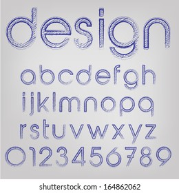 Abstract vector illustration of a sketched font