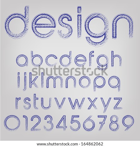 Abstract vector illustration of a sketched font