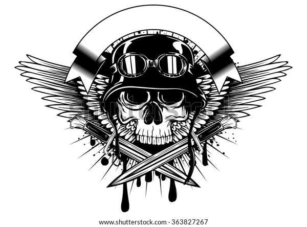 Abstract Vector Illustration Skull Helmet Goggles Stock Vector (Royalty ...