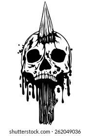 Abstract vector illustration skull punched stake