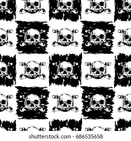 Abstract vector illustration skull seamless background for print on fabric or t-shirt.