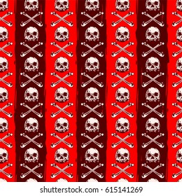 Abstract vector illustration skulls and bones. Seamless background for print on fabric or t-shirt.