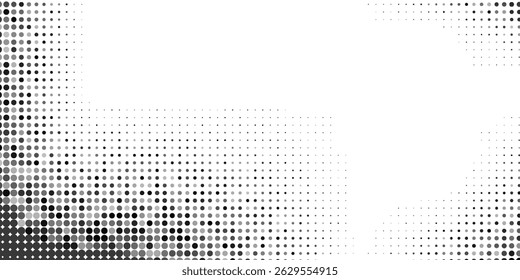 Abstract vector illustration with small circle and pixels. Dot halftone with randomus opacity