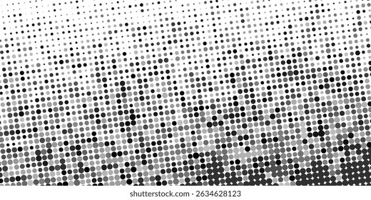 Abstract vector illustration with small circle and pixels. Dot halftone with randomus opacity