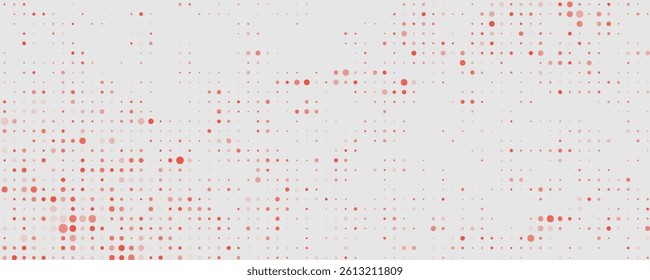 Abstract vector illustration with small squares and pixels. orange Dot halftone with randomus opacity