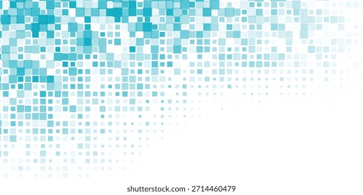 Ilustración vectorial Abstractas con Pequeños cuadrados y píxeles. azul Punto semitono con opacidad aleatoria
