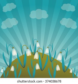 Abstract vector illustration. Snowdrops 