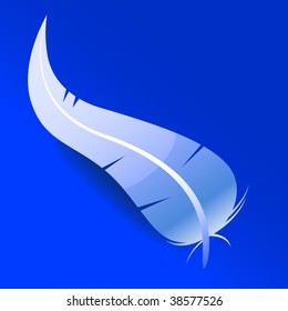 Abstract vector illustration of a soft feather over a blue background