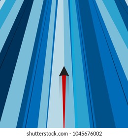 Abstract vector illustration of spaceship flying beyond speed of light.