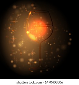 Abstract vector illustration. A sparkling glass of wine.
