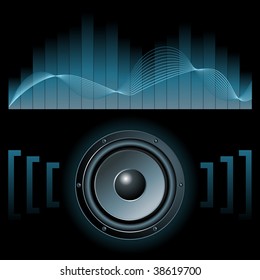 Abstract vector illustration of a speaker with graphic equalizer