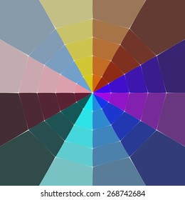 Abstract vector illustration of a spider web on a colorful background.