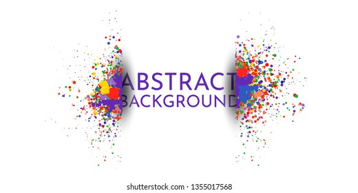Abstract vector illustration. Splash of colored paints with 3d effect. Separating paints with a place for text