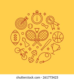 Abstract vector illustration - sport concept, line icons