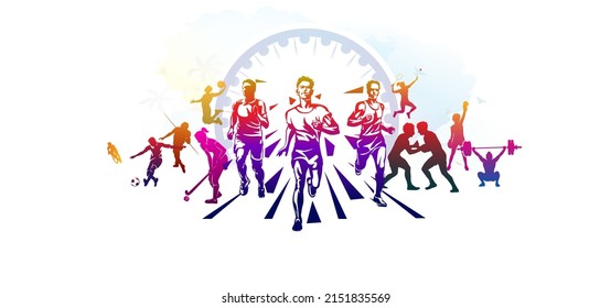 abstract vector illustration of Sports Athletics players for World Athletics Day and Sports day