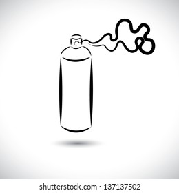 Abstract vector illustration of spray can(bottle) in use. The graphic shows the can being used and foam coming out of the can