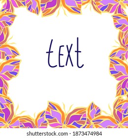Abstract vector illustration square frame design of lined butterflies in bright colors. The design is perfect for decorations, stickers, banners, invitations, cards.
