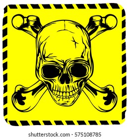 Abstract vector illustration square grunge symbol skull and crossed bones