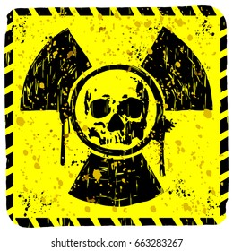 Abstract vector illustration square grunge sign radiation to skull