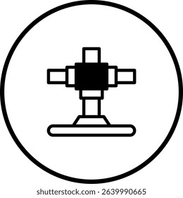 Abstract vector illustration of a stylized cross joint within a circular frame